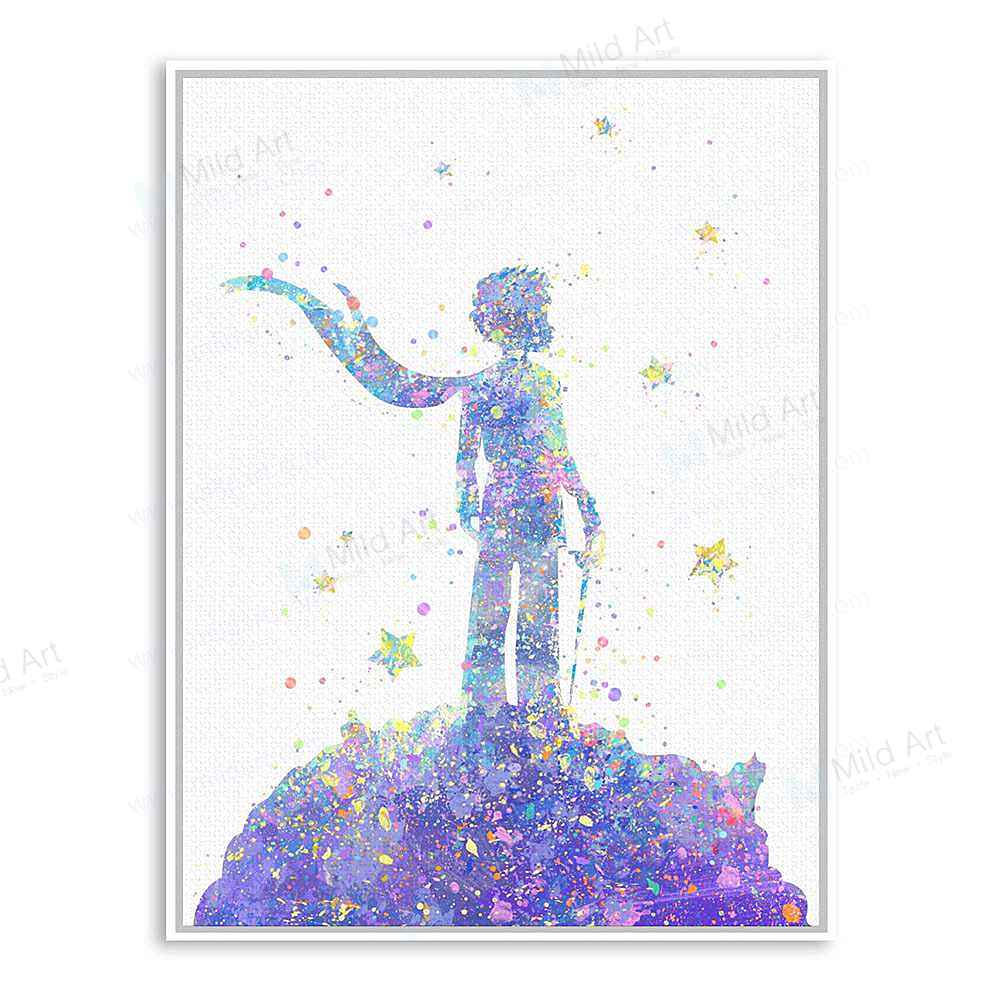 Watercolor Little Prince Framed Canvas Painting Rectangle Resize M Fill W 500 H Watercolor Little Prince