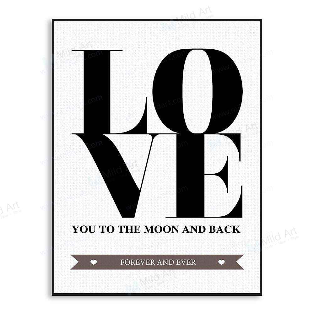 Love You To The Moon And Back Framed Canvas Painting Rectangle Framed Canvas Painting Mild Art Taste Style