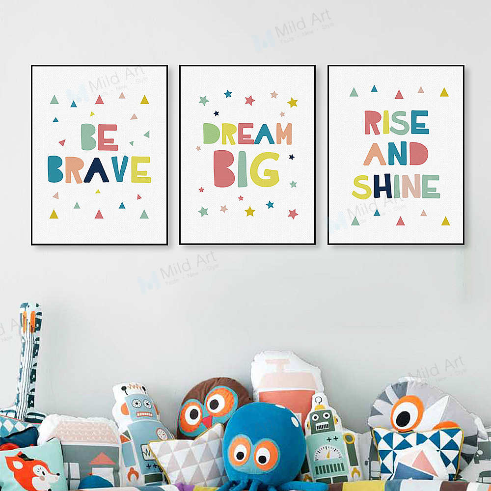 Cute Kids Colorful Alphabet Quotes Posters Prints Rectangle Posters Prints Mild Art Taste Style